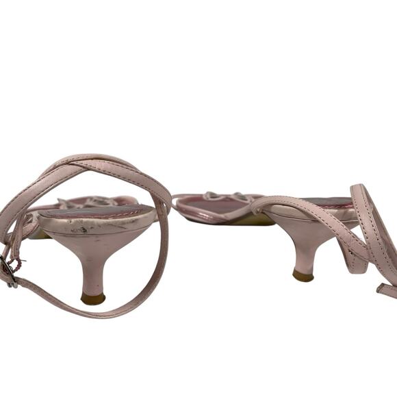 Pink Butterfly Sandals 10 Strappy Ankle Y2K Small Heel Vintage CB Collections - Picture 5 of 10